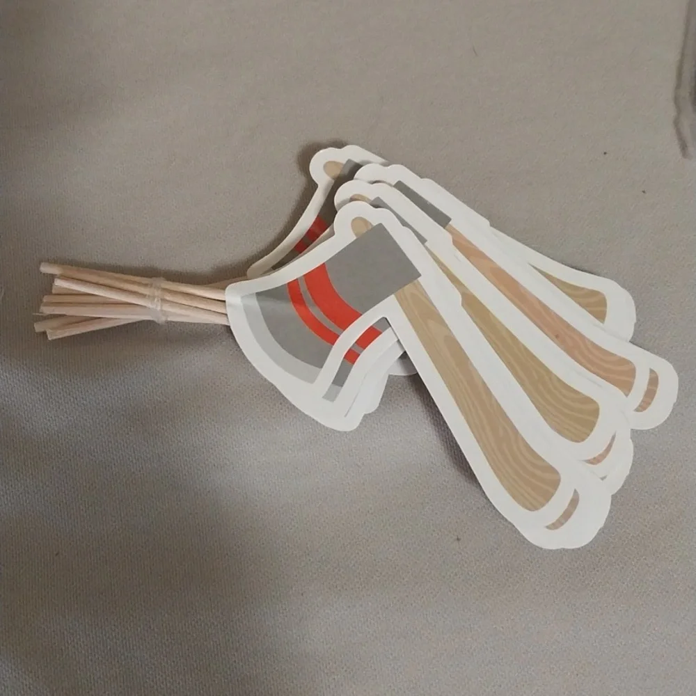 Lumberjack Theme Party Supplies- Table Runner, Plates, Axe Cupcake Toppers
